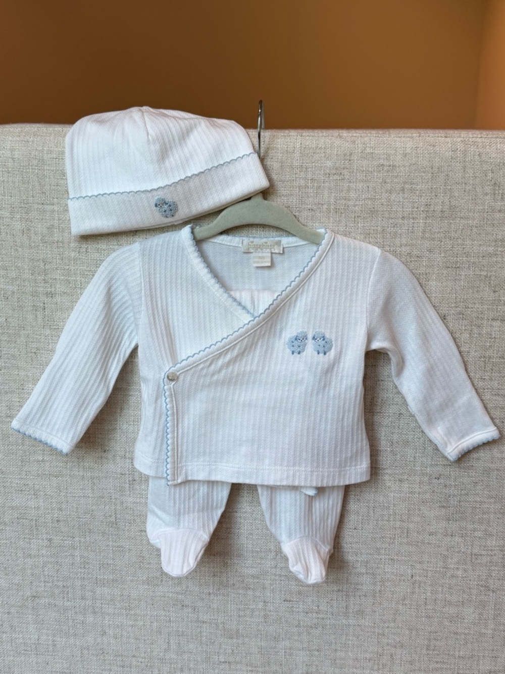 Kissy Kissy Premier Embroidered Baa Baa Sheep Baby Boy Take Me Home Set Pima